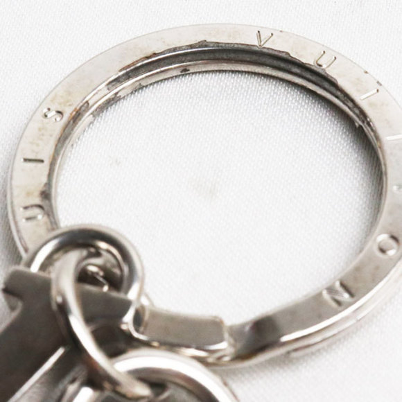 LOUIS VUITTON Inlay Logo Keychain Keyring Silver/Navy M68666 - Picture 4 of 7